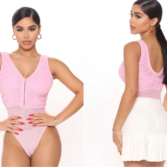 Fashion Nova Ruched Mesh Bodysuit - Picture 7 of 11